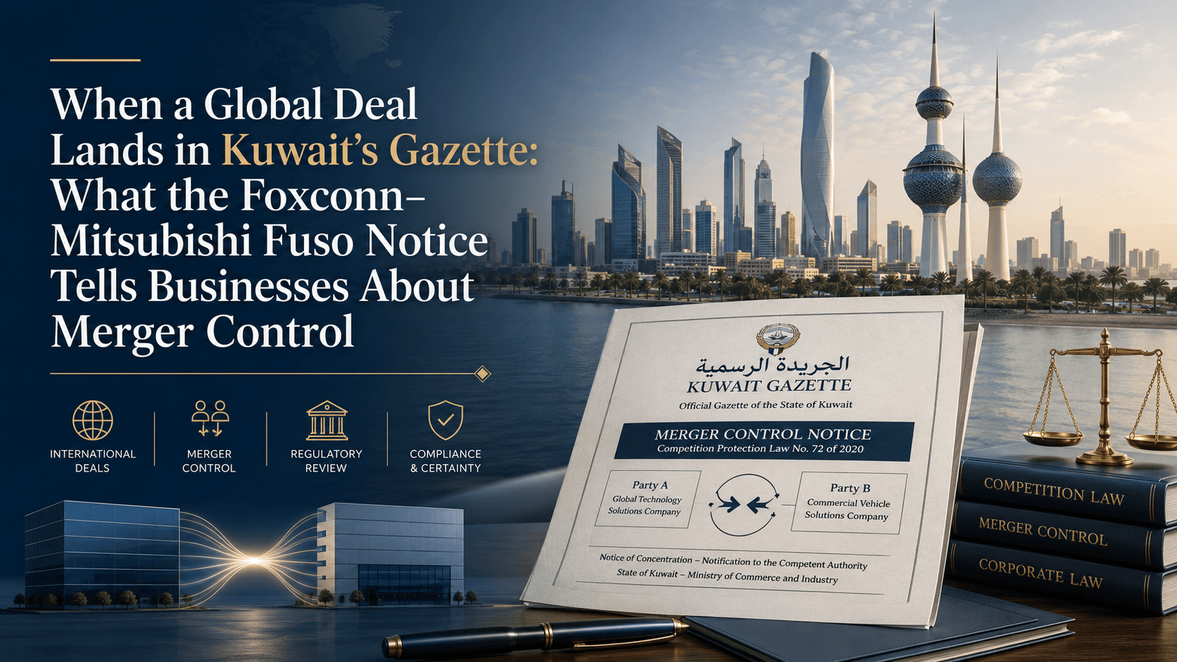 When a Global Deal Lands in Kuwait’s Gazette: What the Foxconn–Mitsubishi Fuso Notice Tells Businesses About Merger Control
