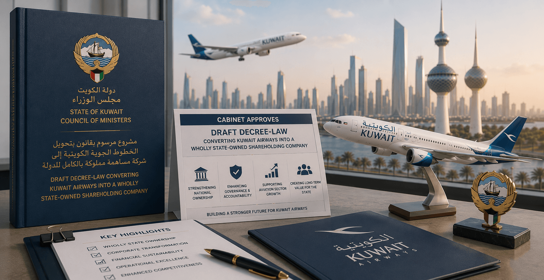 Cabinet Approves Draft Decree-Law Converting Kuwait Airways Into a Wholly State-Owned Shareholding Company